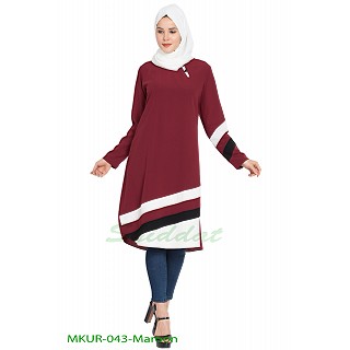 Designer Striped Kurti - Maroon